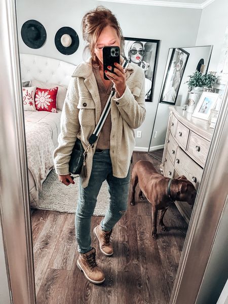 Beige shacket with Henley shirt, express jeans and winter hiking boots on sale 30% off. Time and Tru crossbody 

Casual outfit, everyday outfit, fall outfit, fall fashion, boots, amazon fashion, Amazon finds, Amazon best sellers, amazon deals, fashion over 40

#LTKsalealert #LTKshoecrush #LTKunder50