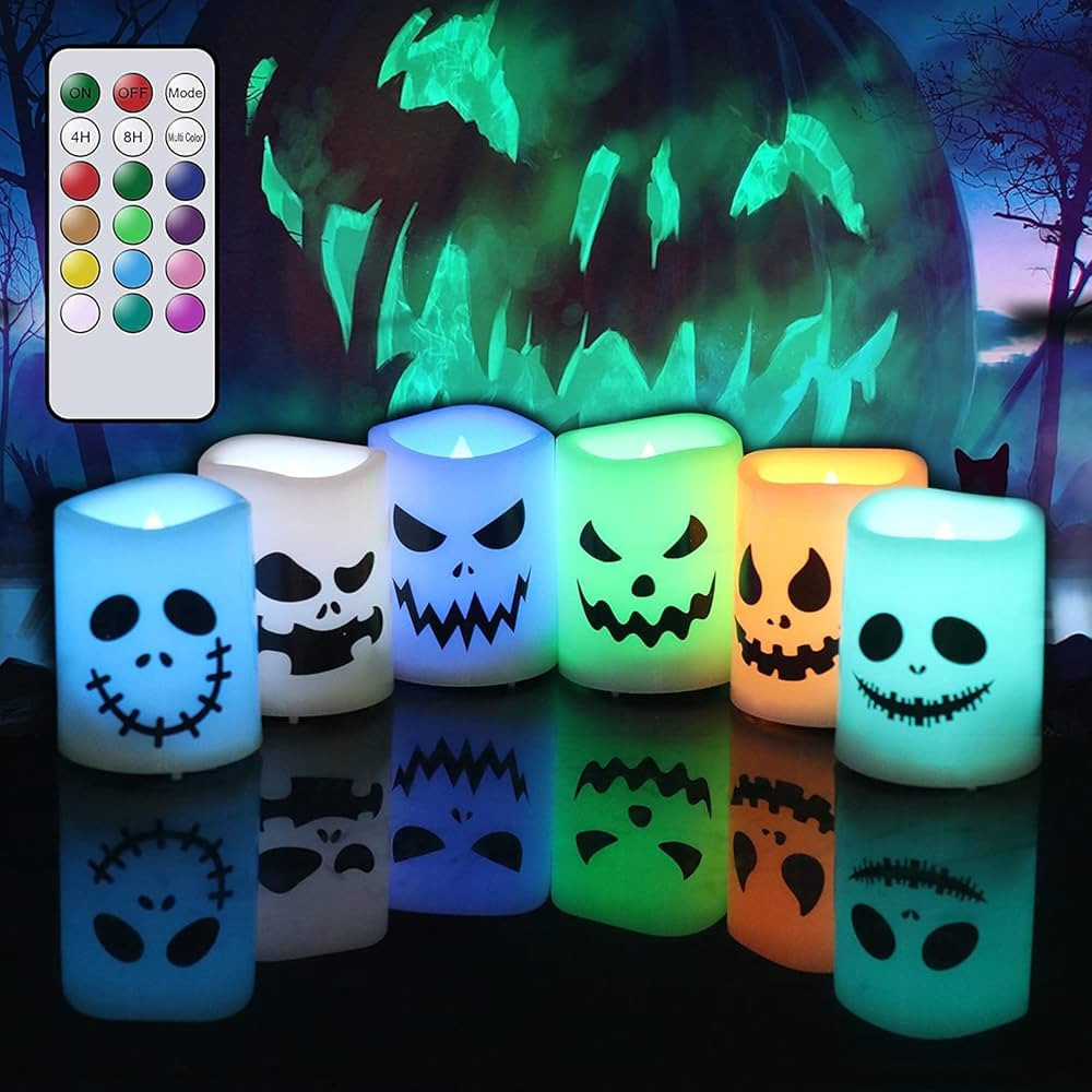 Amazon.com: GenSwin Halloween Flameless Votive Candles Color Changing with Remote Timer, Battery ... | Amazon (US)