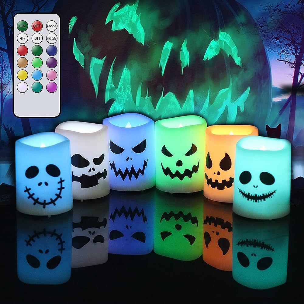 Amazon.com: GenSwin Halloween Flameless Votive Candles Color Changing with Remote Timer, Battery ... | Amazon (US)