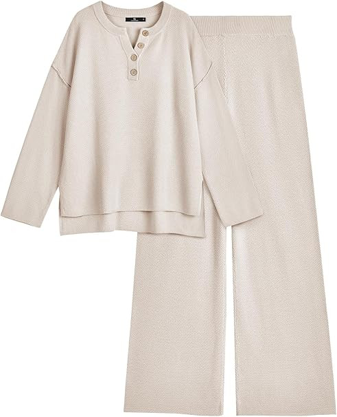 LILLUSORY Women's 2 Piece Lounge Sets Oversized Slouchy Matching Sets Cozy Knit Sets | Amazon (US)