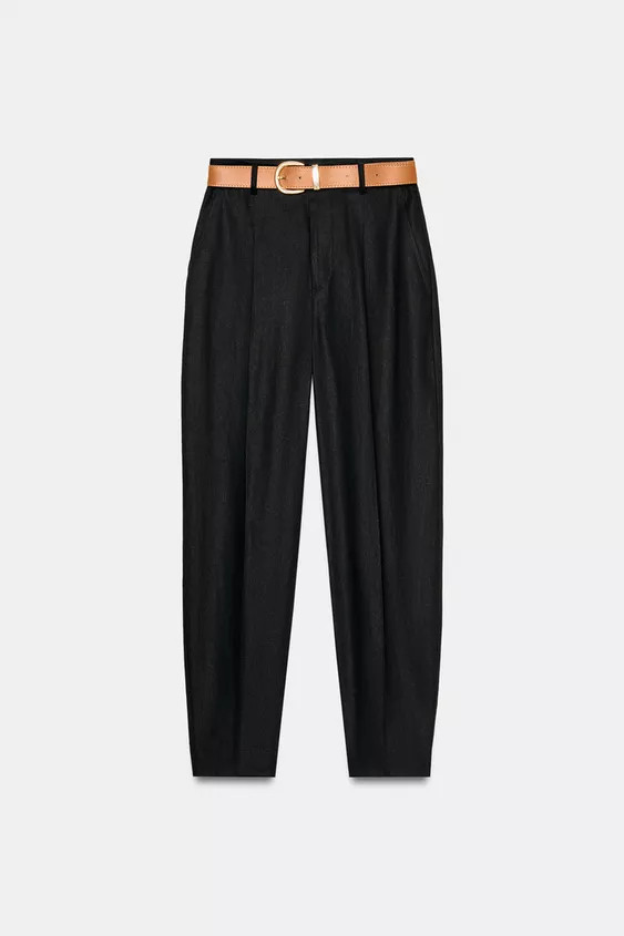 LINEN PANTS WITH BELT AND PLEATS | Zara US
