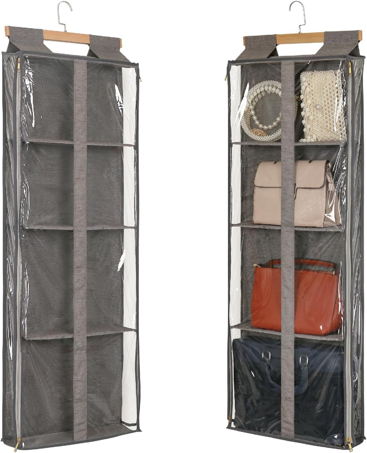Clear Handbag Storage Organizer Dust Cover Bags-Over The Door Handbag Storage Organizer with Zipp... | Amazon (US)