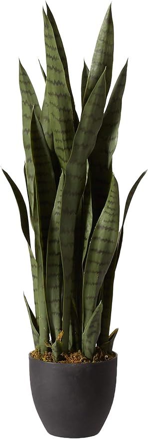 Nearly Natural, Green 4855 35in. Sansevieria with Black Planter | Amazon (US)