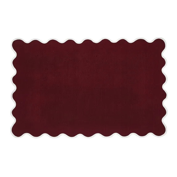 My Texas House Red Scallop Indoor/Outdoor Layering Rug, 38 in x 58 in | Walmart (US)