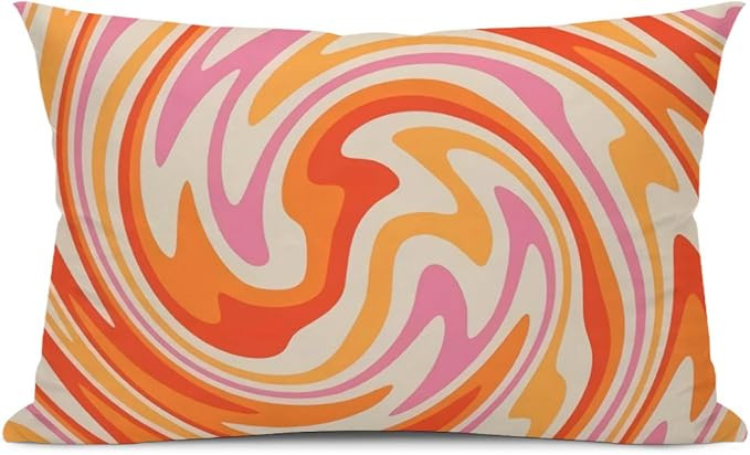 Retro 60s 70s 80s Pink and Orange and Yellow Abstract Swirls Throw Pillow Covers Aesthetics Decor... | Amazon (US)