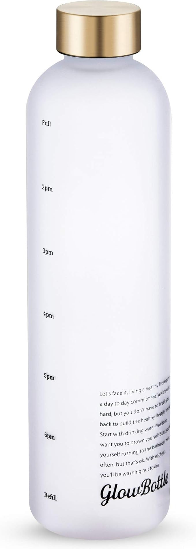 Glow Bottle Motivational Water Bottle with Time Marker, BPA Free Frosted Tritan Plastic, 1 Liter ... | Amazon (US)