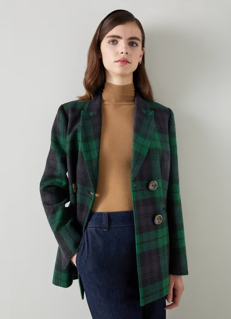 Mariner Navy & Green Blackwatch Tartan Tailored Jacket | L.K. Bennett (UK)