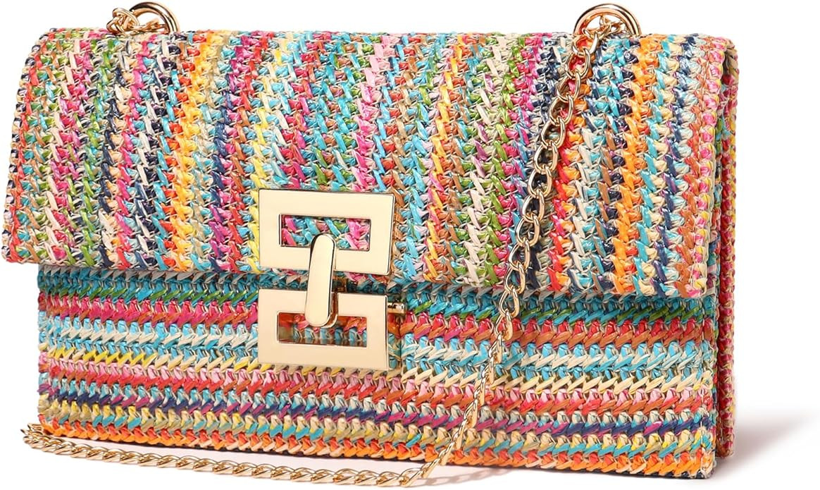 Straw Clutch Purse Crossbody Bag for Women Designer Evening Handbag Casual Summer Beach Straw Sho... | Amazon (US)