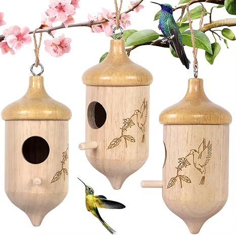 Hummingbird House,Wooden Hummingbird Houses for Outside for Nesting, Gardening Gifts Home Decorat... | Amazon (US)