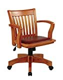 OSP Home Furnishings Deluxe Wood Banker's Desk Chair with Padded Seat, Adjustable Height and Locking | Amazon (US)