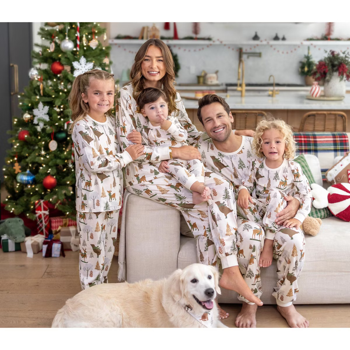 PatPat Family Matching Christmas Pajama Set \u2013 Long-Sleeve Winter Forest Print with Dog Banda... | Target