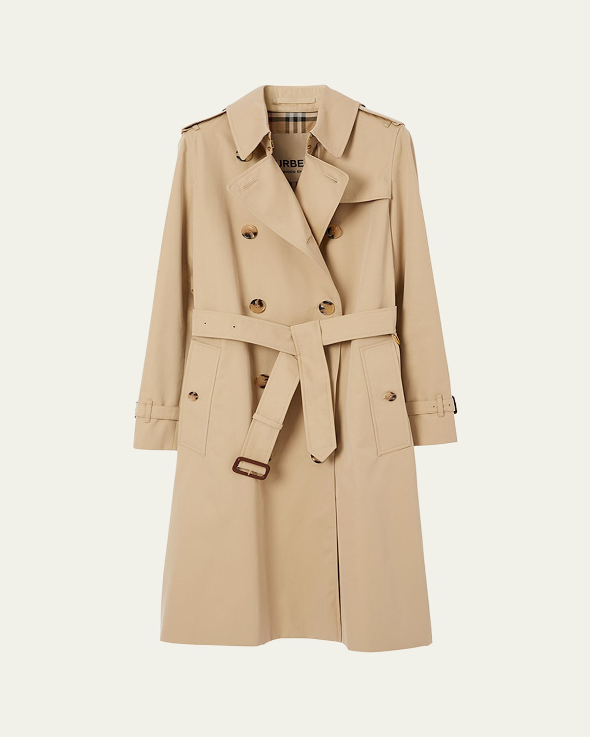Kensington Organic Belted Double-Breasted Long Trench Coat | Bergdorf Goodman