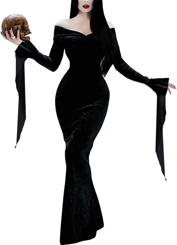 Halloween Costume Addams Family Wednesday Dress Long Sleeve Maxi Party Costume | Amazon (US)