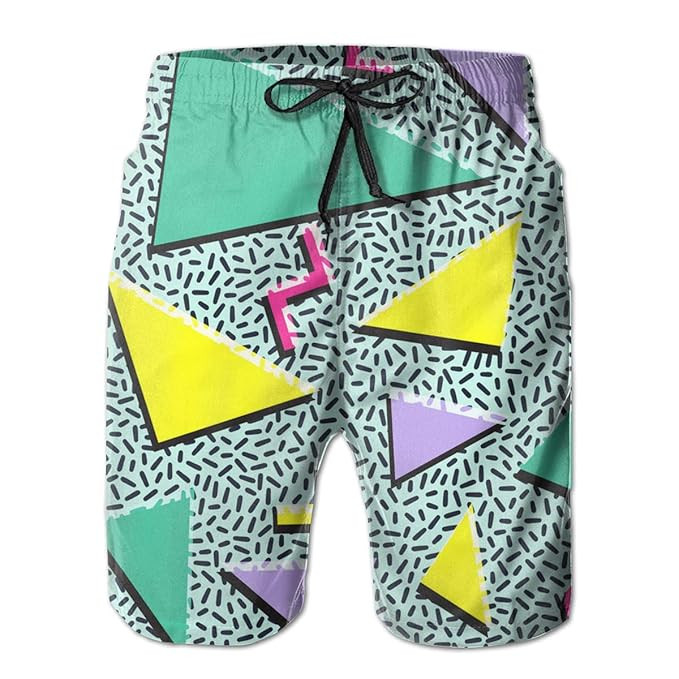 Funny 80s & 90s Retro Neon Men's Summer Casual Shorts Beachwear Sports Swim Board Shorts Breathab... | Amazon (US)