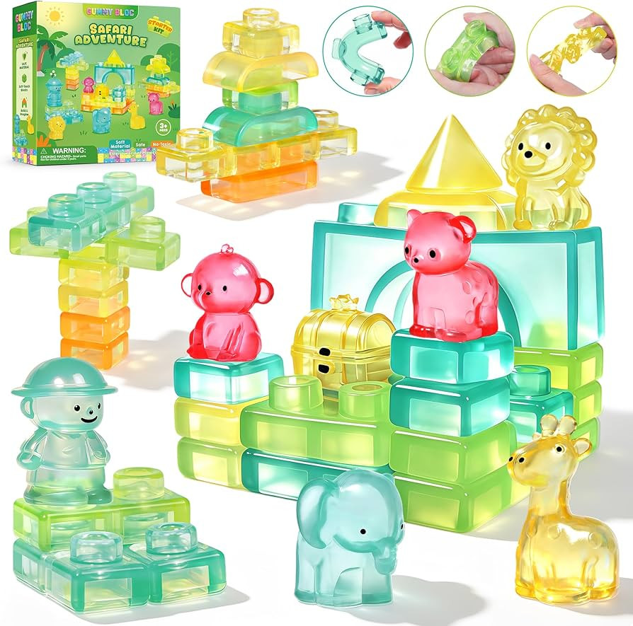 52PCS Sensory Soft Building Blocks for Toddlers, Squishy Stacking Toy | Amazon (US)