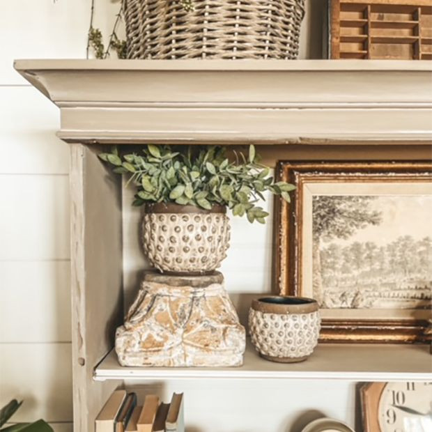Carved Wood Mini Pillar Base | Antique Farm House
