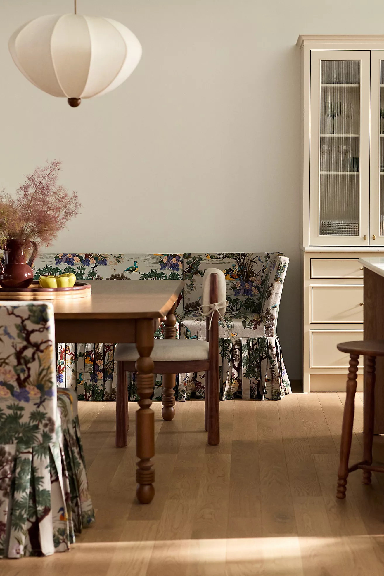 Layla Banquette Chair Printed Ruffle Slipcover | Anthropologie (US)