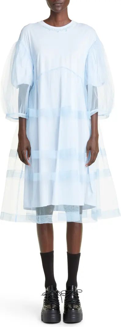 Puff Sleeve Tiered Tulle Babydoll Dress | Nordstrom