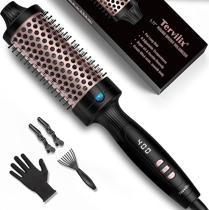 Terviiix Thermal Brush 1.77 Inch Quick Heating Makes Hair Silky Smooth, Ceramic Tourmaline Ionic ... | Amazon (US)