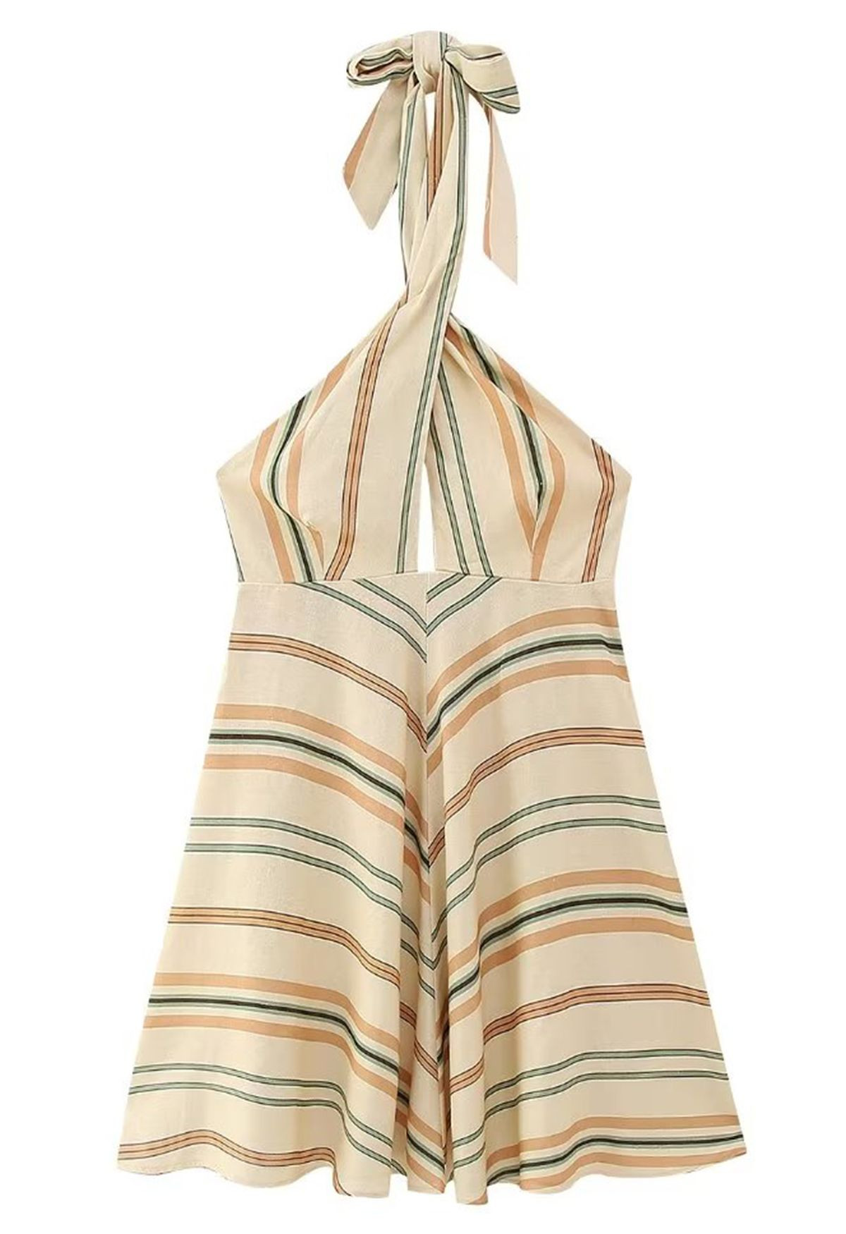 Striped Cutout Halter Neck Open Back Dress | Chicwish