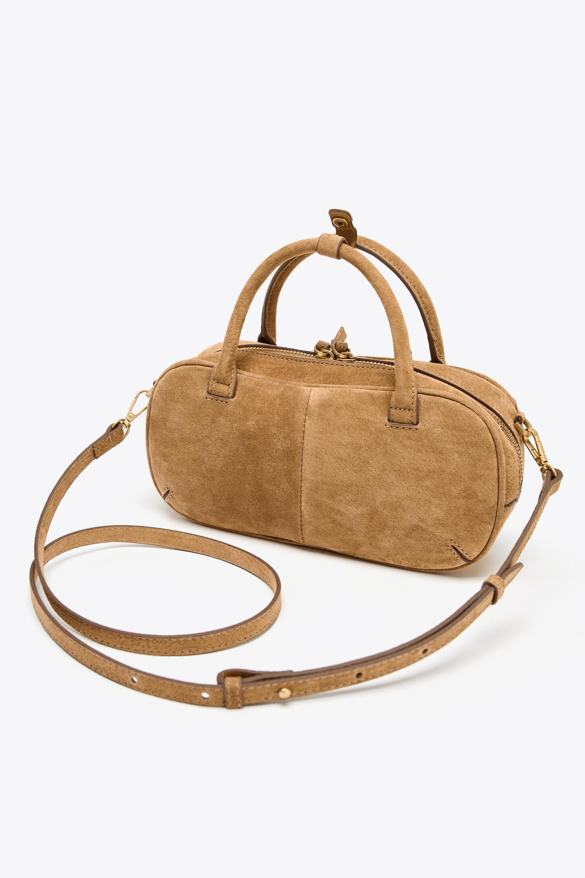 MINI DOUBLE HANDLE SUEDE BAG | Zara US