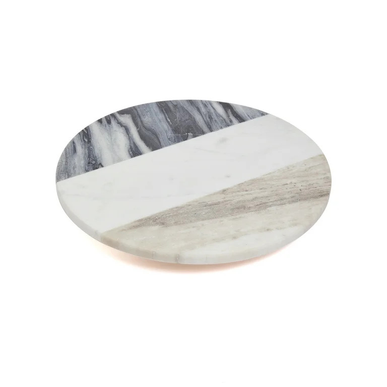 Lexi Home Round 12” Marble Lazy Susan for Table - White and Grey - Walmart.com | Walmart (US)