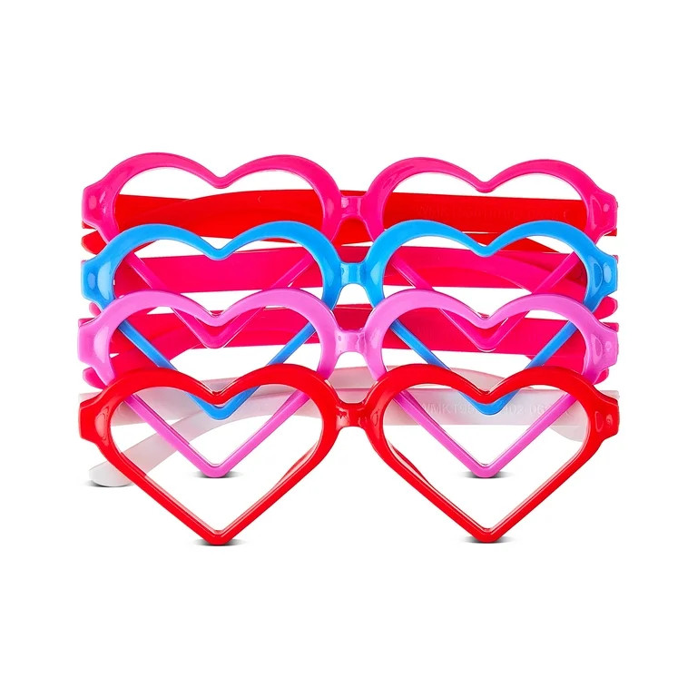 Heart Glasses Party Favors, Multicolor, 4 Count, Valentine's Day by Way To Celebrate | Walmart (US)