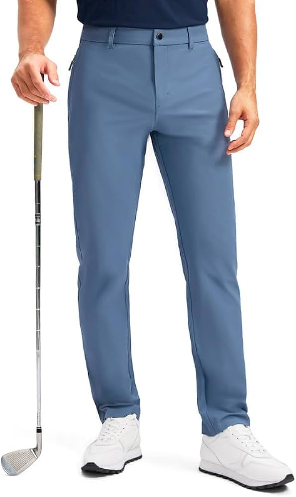 Men's Golf Pants - 30"/32"/34" Slim Fit Stretch Lightweight Dress Pants for Men with Zipper Pocke... | Amazon (US)