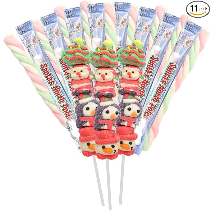 Sweetzo - Christmas Marshmallow Poles and Kabobs, Individually Wrapped Stocking Stuffer Candies, ... | Amazon (US)
