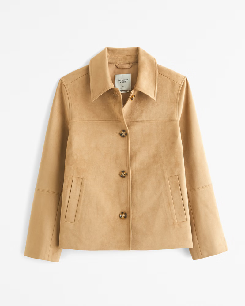 Abercrombie & Fitch Women's Faux Suede Jacket in Sand - Size XXS | Abercrombie & Fitch (US)