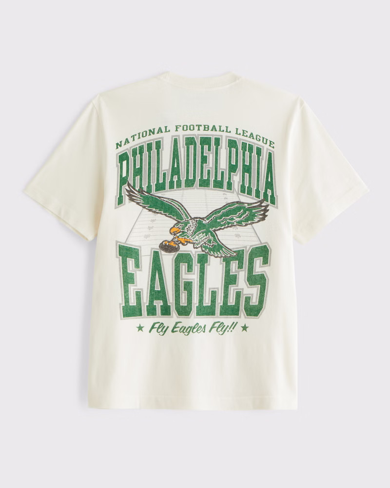 Abercrombie & Fitch Men's Philadelphia Eagles Graphic Tee in Cream-Eagles - Size XXXL | Abercrombie & Fitch (US)