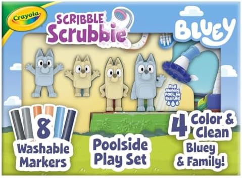 Crayola Scribble Scrubbies Bluey Poolside Playset (4ct), Washable Bluey Toy Set for Kids, Holiday... | Amazon (US)