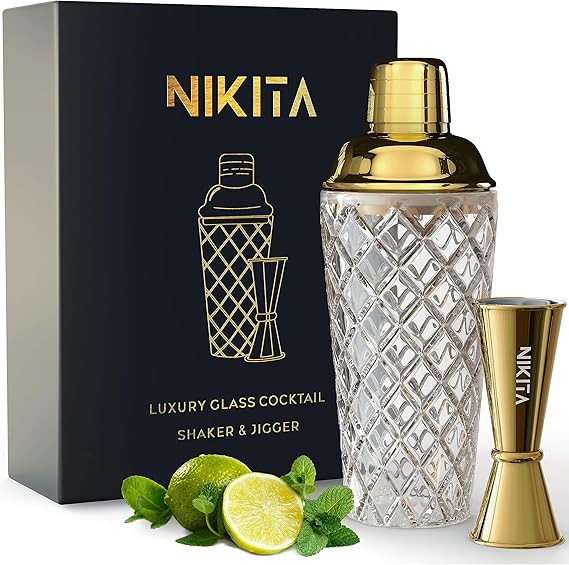 Nikita By Niki Luxury - Cocktail Shaker with Strainer and Stainless Steel Lid - Martini Shaker Se... | Amazon (US)