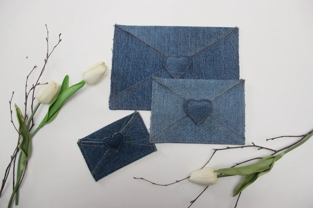 Denim Envelope With Stuffed Heart Money Envelope Thank You - Etsy | Etsy (US)