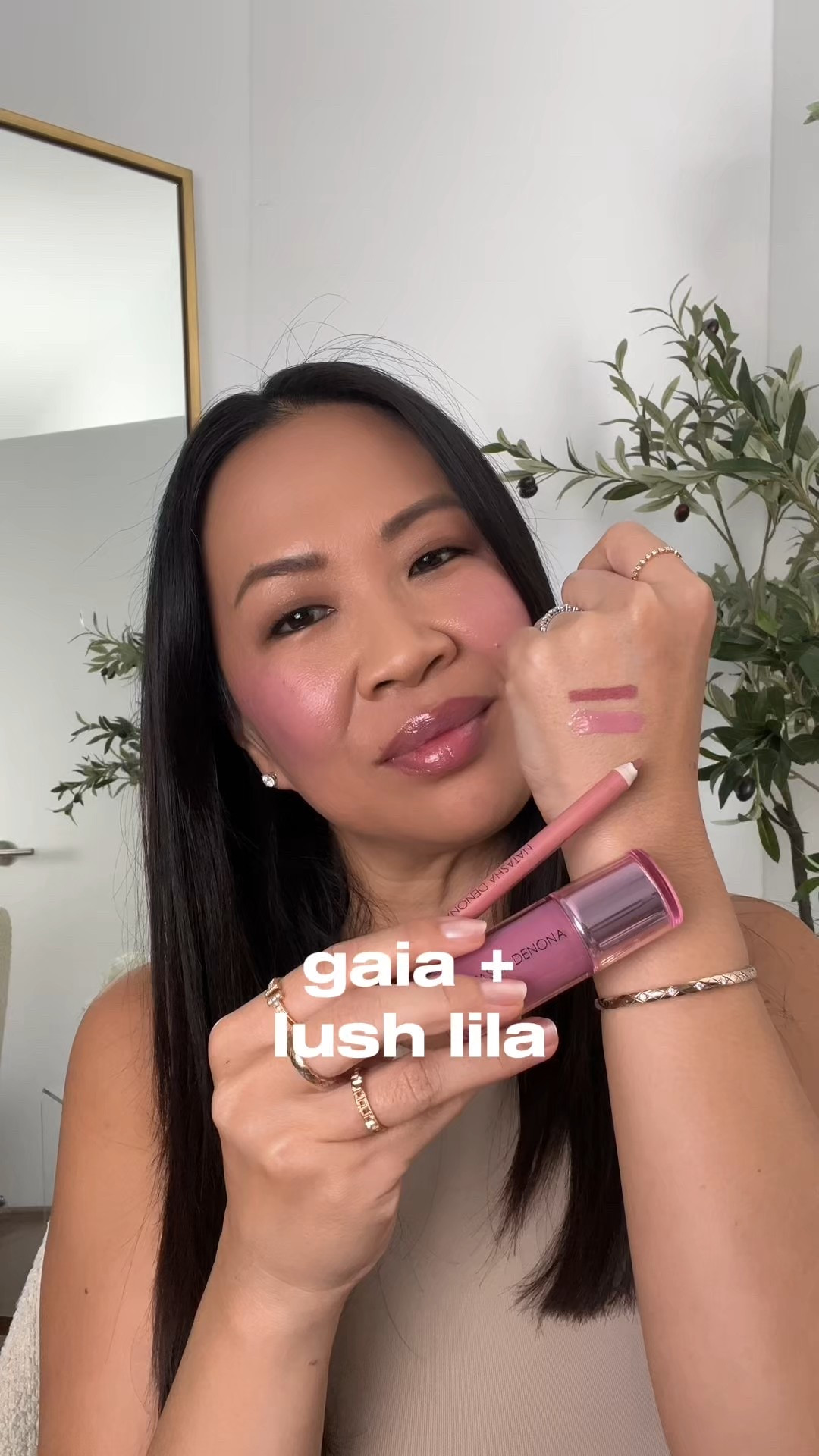 Natasha Denona I Need A Nude Lip Crayon in Gaia + Hy-Gloss in Lush Lila. Also wearing her Hy-Glam Foundation N8 and Blush in Lush Lila.

#LTKBeauty