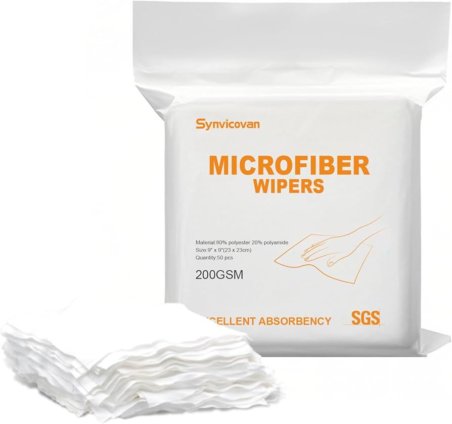 Microfiber Wipes 9"x9"(50 Pcs,Class 100, 200GSM) Superfine Lint Free Cloths Cleaning and Drying C... | Amazon (US)