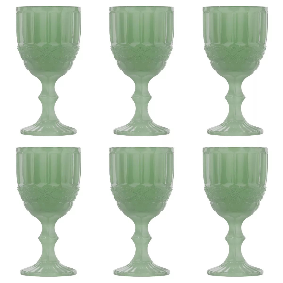 Elle Decor Embossed Goblets Glasses, Vintage Glassware Sets, Water Goblets for Party, Wedding, & ... | Target