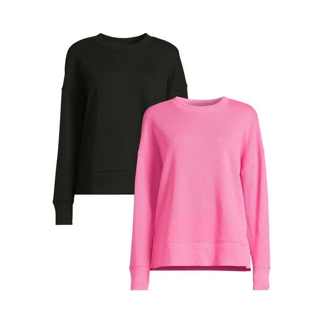 Time and Tru Women's Crewneck Sweatshirt with High-Low Hem, 2-Pack, Sizes XS-XXXL - Walmart.com | Walmart (US)