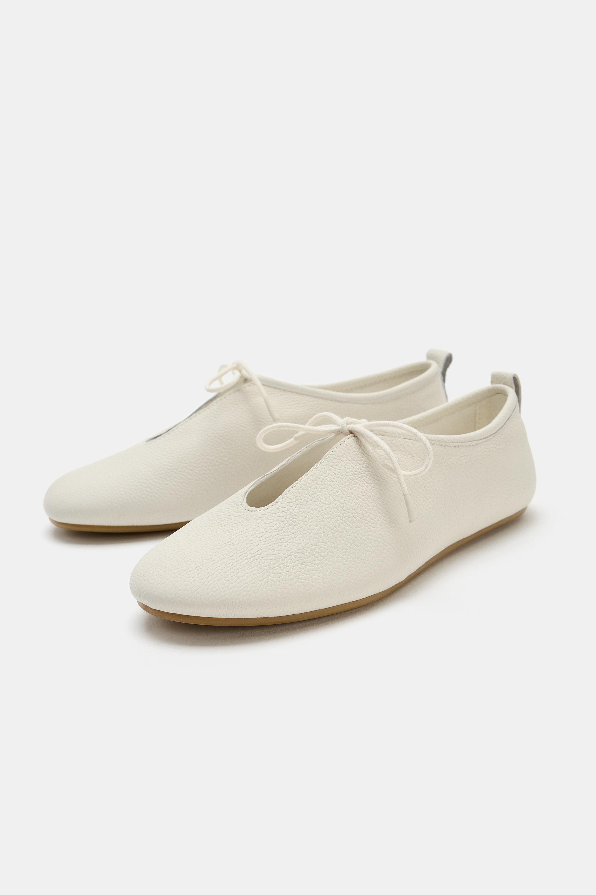 LEATHER BALLET FLATS | Zara UK
