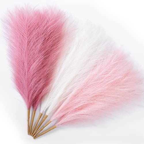 Serwalin Pampas Grass Pink 17.7 Inch 6pcs, Artificial Pampas Grass Faux Pink Pompas Grass Decor, ... | Amazon (US)