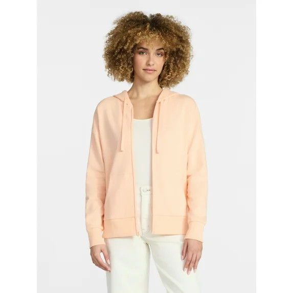 Time and Tru Women's and Women’s Plus Zip Front Fleece Hoodie Jacket, Sizes XS-4X | Walmart (US)