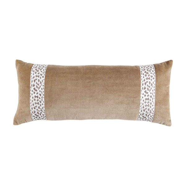 Lumbar Leopard Trim Pillow | Mud Pie