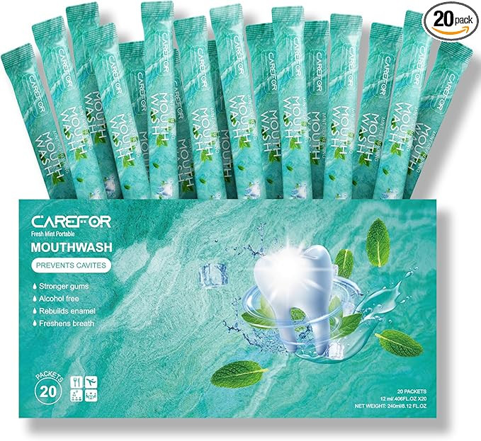 Mouthwash Travel Size - Portable Packets to Go, Alcohol & Fluoride Free Fresh Mint Mouthwash Stri... | Amazon (US)