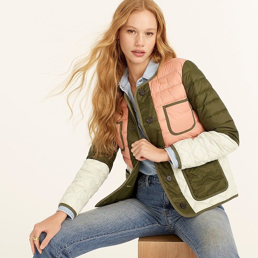 Quilted puffer jacket with PrimaLoft® in colorblock | J.Crew US
