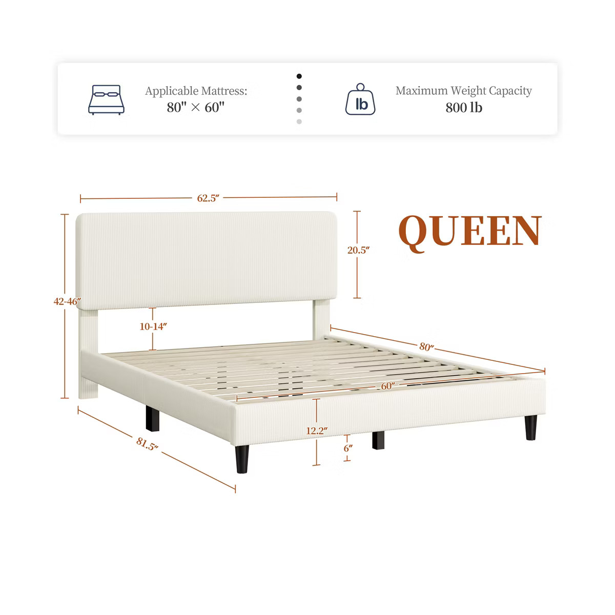 Yaheetech Upholstered Bed Frame with Adjustable Headboard and Mattress Foundation with Wooden Sla... | Target