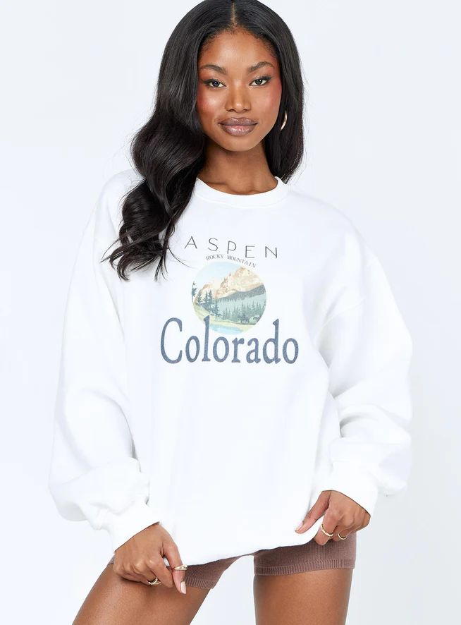 Colorado Oversized Crewneck Sweatshirt White | Princess Polly US