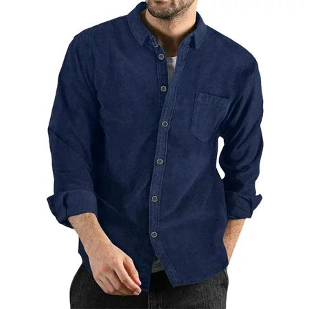 Mens Corduroy Jacket Button Down Shirts Casual Long Sleeve Shacket Jacket with Chest Pocket Regular  | Walmart (US)