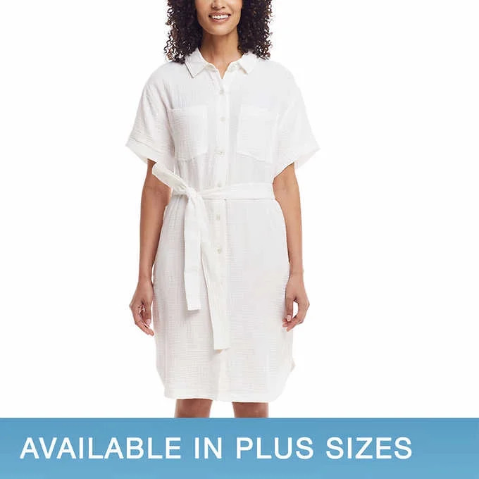 Weatherproof Vintage Ladies' Gauze Dress | Cream, Large - Walmart.com | Walmart (US)
