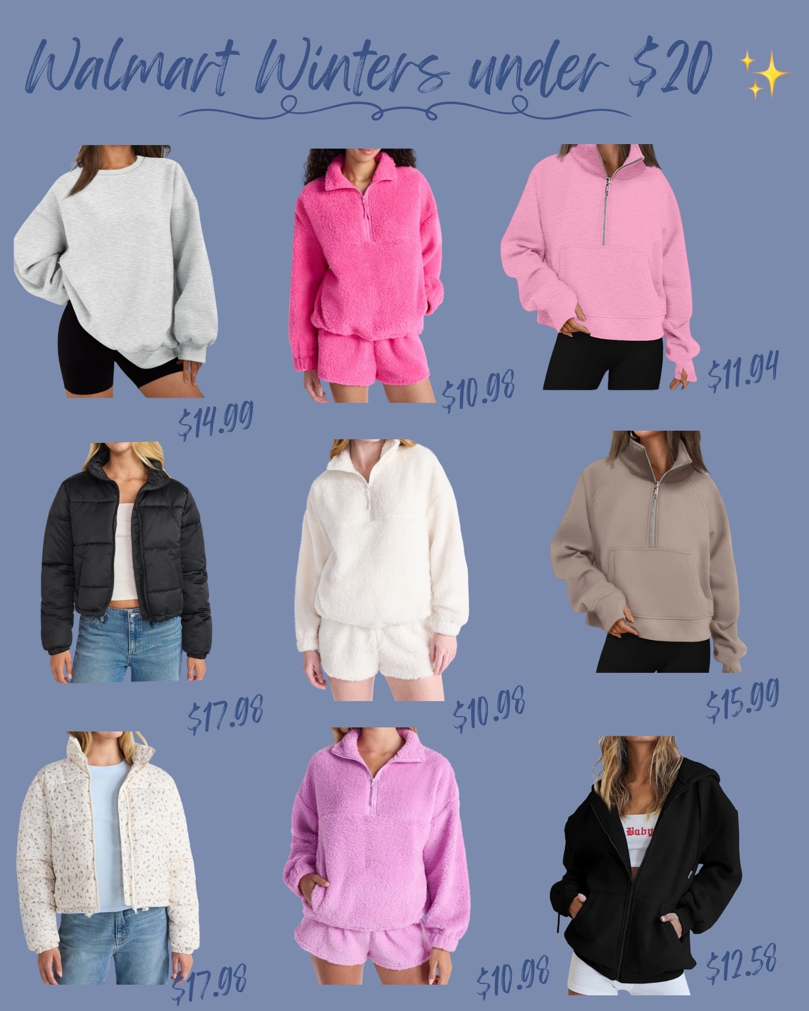 Cozy season on a budget? YES please 😍❄️

I rounded up cute + comfy Walmart winter picks — and they’re all under $20 🔥
Perfect for errands, school runs, lounging, layering or gifting 🎁

#LTKSeasonal #LTKSaleAlert #LTKFindsUnder50