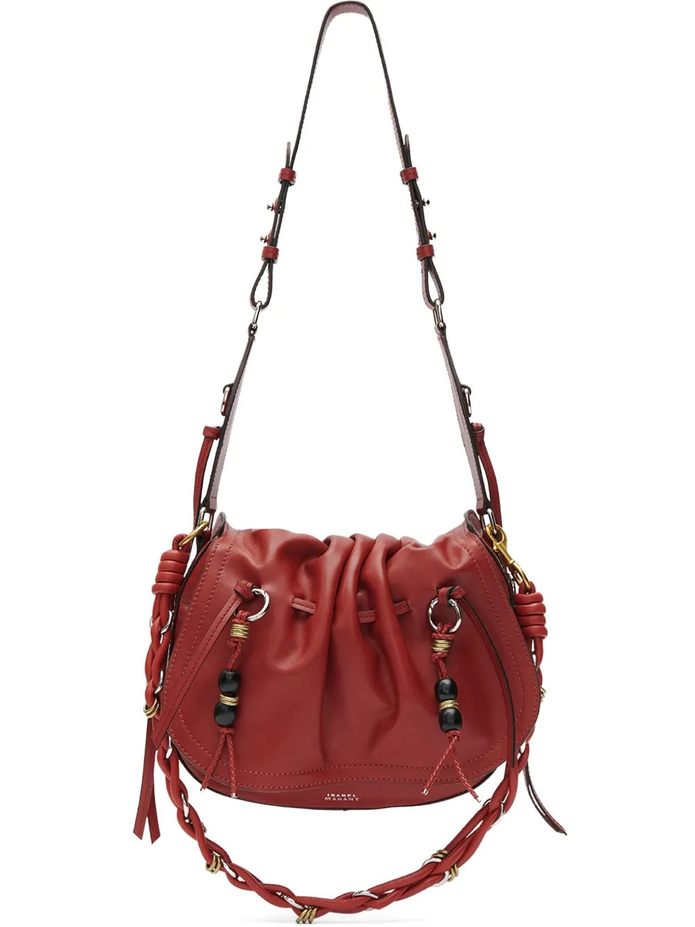 ISABEL MARANT Pleated Drawstring Shoulder Bag | Red | FARFETCH | Farfetch Global